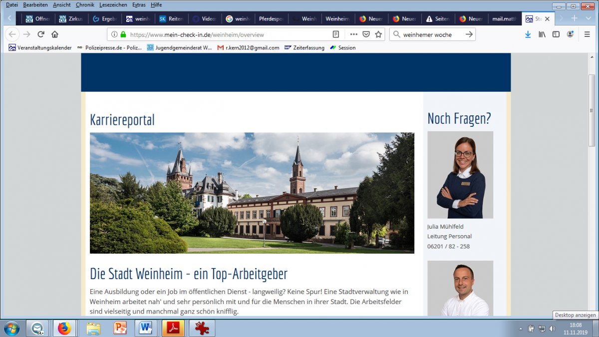 Weinheim: Online bewerben bei der Stadt