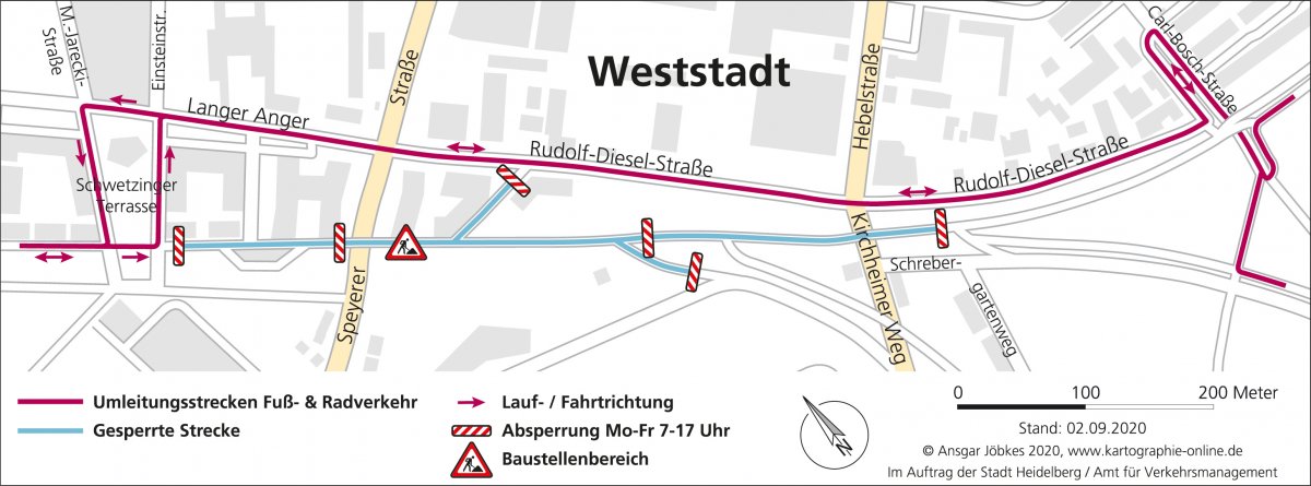 Bahndamm Heidelberg: Sperrung der beliebten Verbindungsstrecke zwischen Bahn- und Weststadt