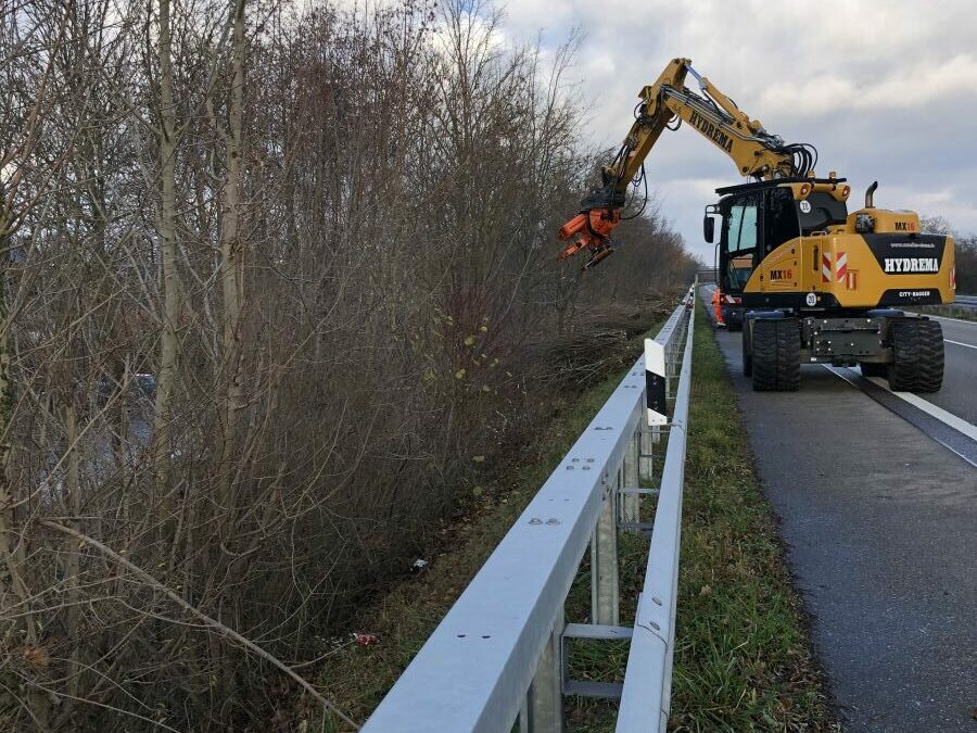Gehölzpflege entlang im Rhein-Neckar-Kreis im Herbst und Winter