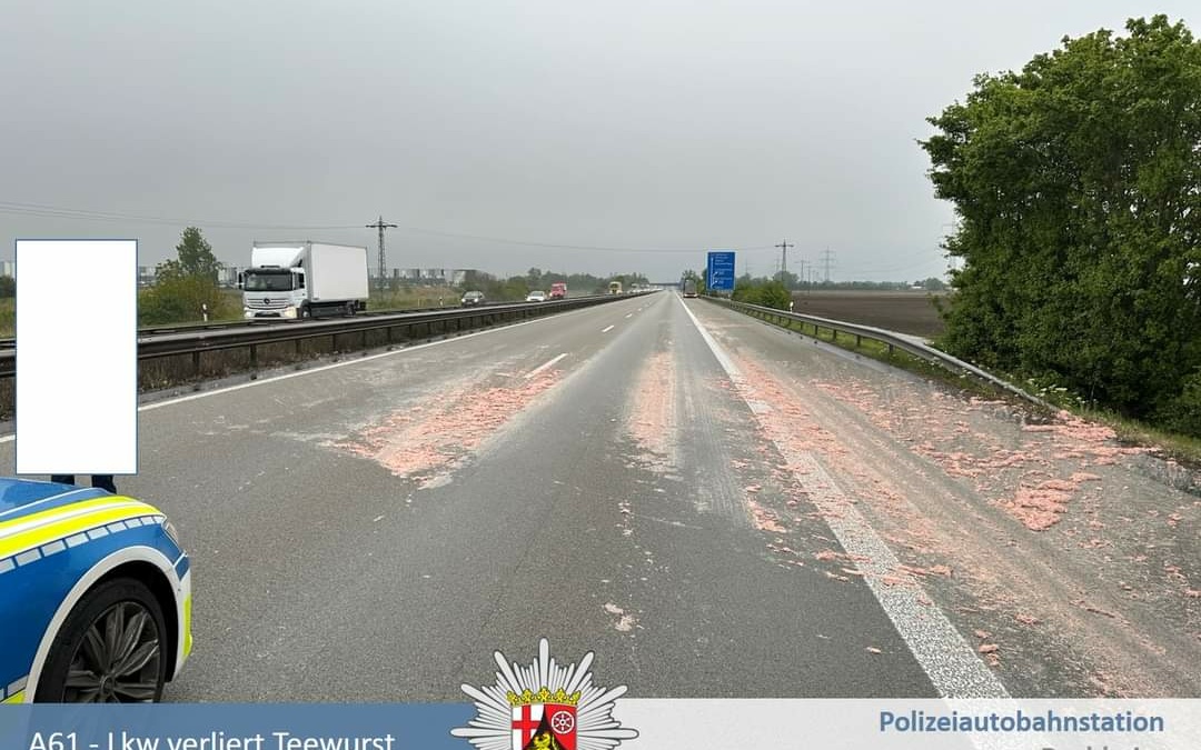 Ludwigshafen: Sattelzug verliert Teewurst / A 61 muss gereinigt werden