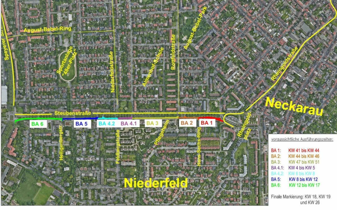 Sanierung der Steubenstraße in Fahrtrichtung Rheingoldhalle