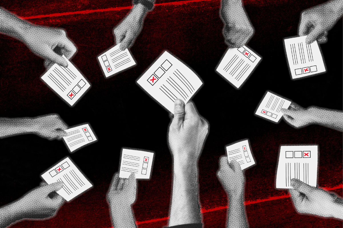 Zettel und Kreuz – Betriebsratswahl IG BAU Nordbaden